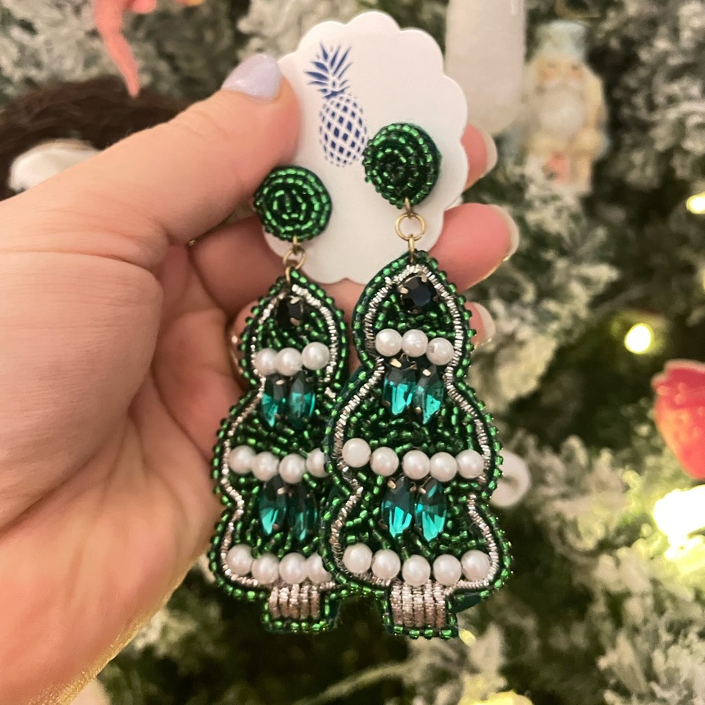 Beaded Christmas Tree boutique earrings